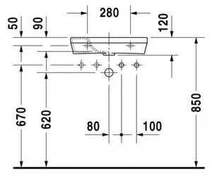 Duravit Durastyle - Umyvátko 500x220 mm, otvor na baterii vlevo, bílá 0713500009