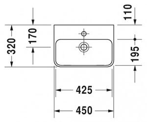 Duravit ME by Starck - Umyvadlo 450x320 mm, s přepadem, bílá 0719450000