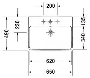 Duravit ME by Starck - Umyvadlo 650x490 mm, s přepadem, bílá 2335650000