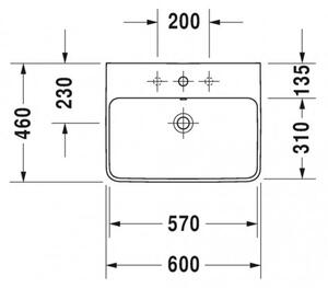 Duravit ME by Starck - Umyvadlo 600x460 mm, s přepadem, bílá 2335600000
