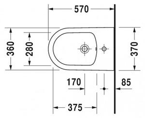 Duravit ME by Starck - Závěsný bidet 370x570 mm, bílá 2288150000