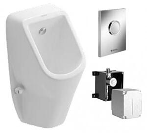 DURAVIT D + S 2 - Pisoár Duravit s tlačným splachováním Schell, bílá lesklá/chrom