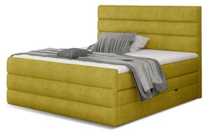 Kontinentální boxspring postel Carmen, žlutá 160x200cm (omega 68/ Cand 08)