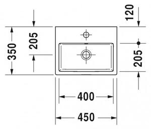 Duravit Vero Air - Umyvátko do nábytku 450x350 mm, s přepadem, bílá 0724450000