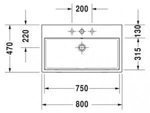 Duravit Vero Air - Umyvadlo broušené 800x470 mm, s přepadem, bílá 2350800027