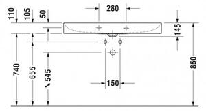 Duravit DuraSquare - Umyvadlo broušené 1000x470 mm, bez přepadu, bílá 2353100071
