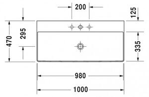 Duravit DuraSquare - Umyvadlo broušené 1000x470 mm, bez přepadu, bílá 2353100071