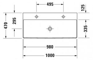 Duravit DuraSquare - Umyvadlo do nábytku 1000x470 mm, bez přepadu, bílá 2353100043