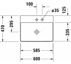 Duravit DuraSquare - Umyvadlo do nábytku 600x470 mm, bez přepadu, bílá 2353600041