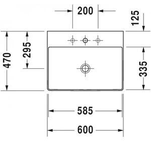Duravit DuraSquare - Umyvadlo do nábytku 600x470 mm, bez přepadu, bílá 2353600041