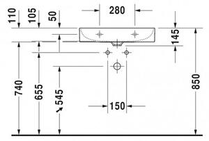 Duravit DuraSquare - Umyvadlo do nábytku 600x470 mm, bez přepadu, bílá 2353600041
