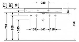 Duravit DuraSquare - Umyvadlo do nábytku 1000x470 mm, bez přepadu, bílá 2353100043