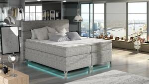 Postel Boxspring Amadeus + LED 200x180, šedá (pytlovina - bao 01)