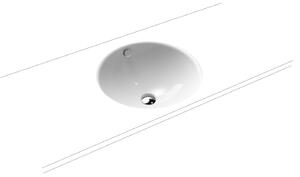 Kaldewei Classic - Umyvadlová mísa vestavná zdola s přepadem, Ø 420 mm, bez otvoru pro armaturu, AD, s Perl-effektem, alpská bílá 910006003001