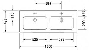 Duravit ME by Starck - Dvojumyvadlo do nábytku 1300x490 mm, s přepadem, bílá 2336130000