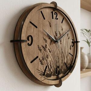 Moderní dřevěné hodiny Dub – design Luční trávy | SENTOP HDF0590-OAK-HALIFAX