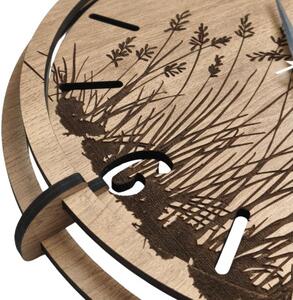 Moderní dřevěné hodiny Dub – design Luční trávy | SENTOP HDF0590-OAK-HALIFAX