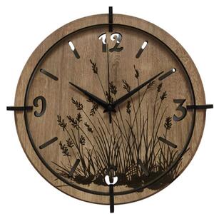 Moderní dřevěné hodiny Dub – design Luční trávy | SENTOP HDF0590-OAK-HALIFAX