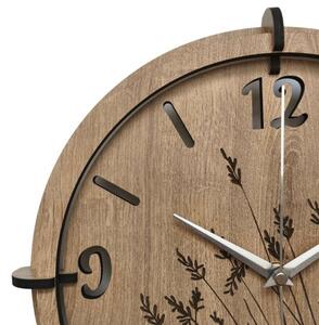 Moderní dřevěné hodiny Dub – design Luční trávy | SENTOP HDF0590-OAK-HALIFAX
