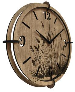 Moderní dřevěné hodiny Dub – design Luční trávy | SENTOP HDF0590-OAK-HALIFAX