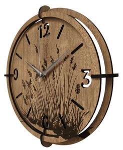 Moderní dřevěné hodiny Dub – design Luční trávy | SENTOP HDF0590-OAK-HALIFAX