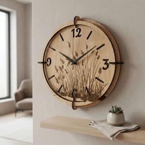Moderní dřevěné hodiny Dub – design Luční trávy | SENTOP HDF0590-OAK-HALIFAX