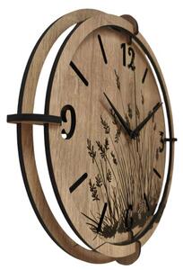 Moderní dřevěné hodiny Dub – design Luční trávy | SENTOP HDF0590-OAK-HALIFAX