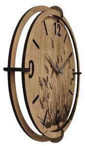 Moderní dřevěné hodiny Dub – design Luční trávy | SENTOP HDF0590-OAK-HALIFAX