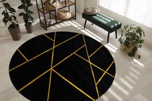 Kusový koberec Emerald geometric 1012 black and gold kruh Kruh Ø 200 cm