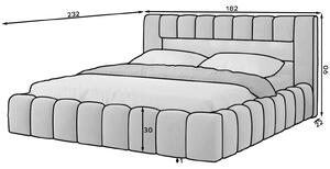 Čalouněná postel Lamica + dřevěný rošt / pružinový zvedací mechanismus / úložný box