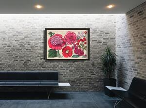 Retro plakát Retro plakát Reprodukce růžové květinové grafiky