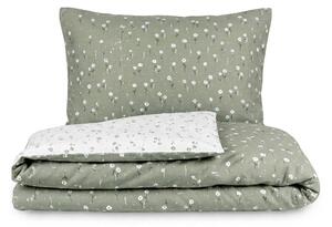 Kvalitex Bavlněné povlečení renforcé Kvítky zelené 1x 140/200, 1x 70/90cm