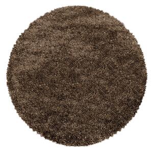 Tmavě hnědý kulatý koberec ø 120 cm Fluffy – Ayyildiz Carpets