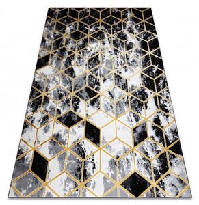 Kusový koberec Gloss 409A 82 3D cubes black/gold/grey 80x150 cm