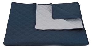 Dekorační oboustranný přehoz na postel - šála. Rozměr 80x275 cm. Barva tmavě modrá/světle šedá