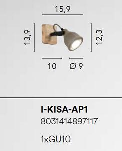 Industiální bodové svítidlo Fan Europe KISA - beton a dřevo 1xGU10