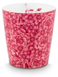 Pip Studio hrnek bez ucha Royal Flower s čajovým talířkem tmavě růžový