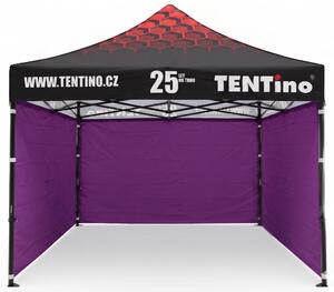 TENTino Nůžkový stan 3x3m STEEL HEXAGON – Limitovaná edice 25 let + potisk Barva opláštění (Zvolte variantu): 15A - FIALOVÁ, Počet bočních plachet: konstrukce + střecha TENTino + 1x boční strana