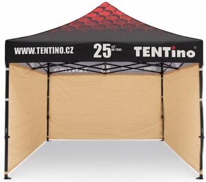 TENTino Nůžkový stan 3x3m STEEL HEXAGON – Limitovaná edice 25 let + potisk Barva opláštění (Zvolte variantu): 3A - BÉŽOVÁ, Počet bočních plachet: konstrukce + střecha TENTino + 1x boční strana