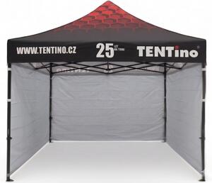 TENTino Nůžkový stan 3x3m STEEL HEXAGON – Limitovaná edice 25 let + potisk Barva opláštění (Zvolte variantu): 5A - ŠEDÁ, Počet bočních plachet: konstrukce + střecha TENTino + 1x boční strana