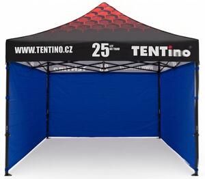 TENTino Nůžkový stan 3x3m STEEL HEXAGON – Limitovaná edice 25 let + potisk Barva opláštění (Zvolte variantu): 8A - MODRÁ, Počet bočních plachet: konstrukce + střecha TENTino + 1x boční strana