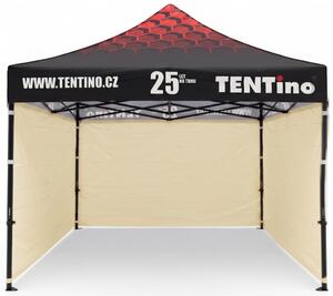 TENTino Nůžkový stan 3x3m STEEL HEXAGON – Limitovaná edice 25 let + potisk Barva opláštění (Zvolte variantu): 2A - KRÉMOVÁ, Počet bočních plachet: konstrukce + střecha TENTino + 1x boční strana