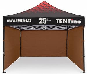 TENTino Nůžkový stan 3x3m STEEL HEXAGON – Limitovaná edice 25 let + potisk Barva opláštění (Zvolte variantu): 10A - HNĚDÁ, Počet bočních plachet: konstrukce + střecha TENTino + 1x boční strana