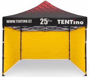 TENTino Nůžkový stan 3x3m STEEL HEXAGON – Limitovaná edice 25 let + potisk Barva opláštění (Zvolte variantu): 4A - ŽLUTÁ, Počet bočních plachet: konstrukce + střecha TENTino + 1x boční strana