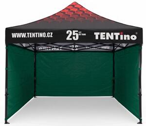 TENTino Nůžkový stan 3x3m STEEL HEXAGON – Limitovaná edice 25 let + potisk Barva opláštění (Zvolte variantu): 9A - ZELENÁ, Počet bočních plachet: konstrukce + střecha TENTino + 1x boční strana