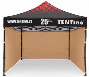 TENTino Nůžkový stan 3x3m STEEL HEXAGON – Limitovaná edice 25 let + potisk Barva opláštění (Zvolte variantu): 10B - SVĚTLE HNĚDÁ, Počet bočních plachet: konstrukce + střecha TENTino + 1x boční strana