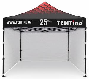 TENTino Nůžkový stan 3x3m STEEL HEXAGON – Limitovaná edice 25 let + potisk Barva opláštění (Zvolte variantu): 1A - BÍLÁ, Počet bočních plachet: konstrukce + střecha TENTino + 1x boční strana