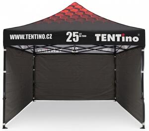 TENTino Nůžkový stan 3x3m STEEL HEXAGON – Limitovaná edice 25 let + potisk Barva opláštění (Zvolte variantu): 11A - ČERNÁ, Počet bočních plachet: konstrukce + střecha TENTino + 1x boční strana