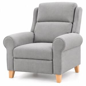Křeslo relaxační, odpočinkové, ušák, dřevo/textil, 101x95x75 cm, přírodní/světle šedá, Dekorino VILAR