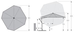 Slunečník DOPPLER Protect 400 cm výkyvný s boční tyčí akvarium T821
